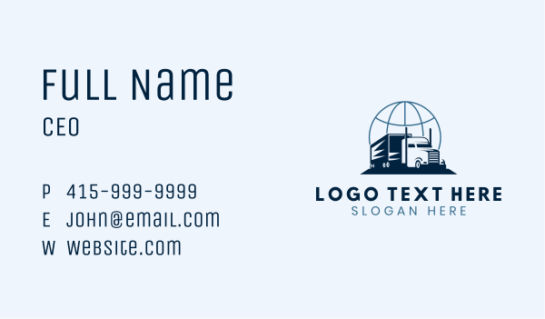 Global Logistics Truck Business Card Design Image Preview