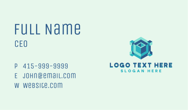 Isometric Cube Tech Business Card Design Image Preview