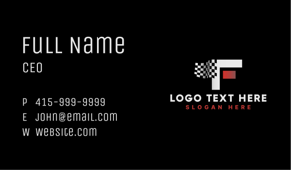 Racing Flag Motorsports Letter F Business Card Design Image Preview