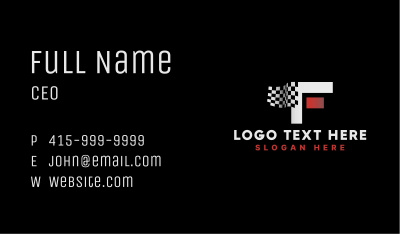 Racing Flag Motorsports Letter F Business Card Image Preview