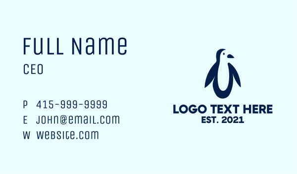 Blue Penguin Silhouette  Business Card Design Image Preview