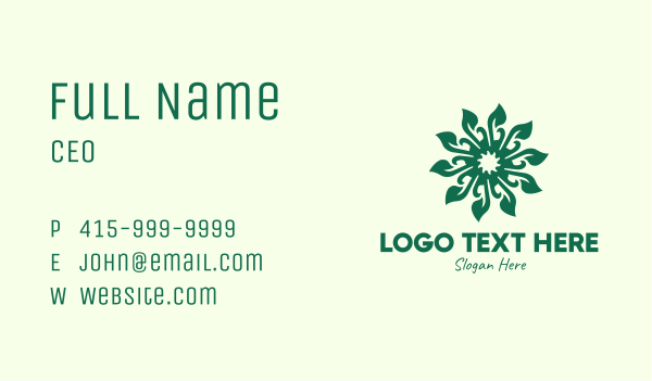 Decorative Green Leaf Business Card Design Image Preview