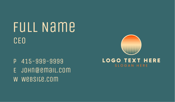 Sun Wave Retro Lines Business Card Design Image Preview