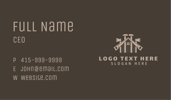 Axe & Saw Construction Business Card Design Image Preview