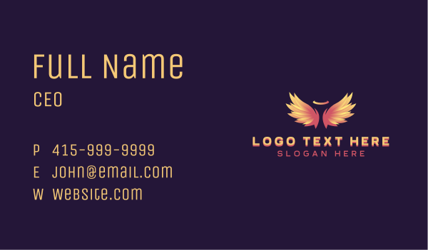 Angelic Wings Memorial Business Card Design Image Preview