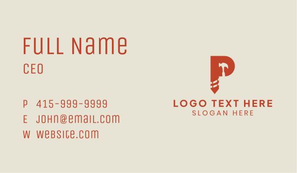 Screw Hammer Letter P Business Card Design Image Preview