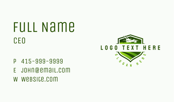 Lawn Mower Shield Business Card Design Image Preview