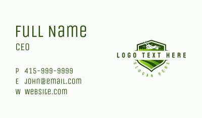 Lawn Mower Shield Business Card Image Preview