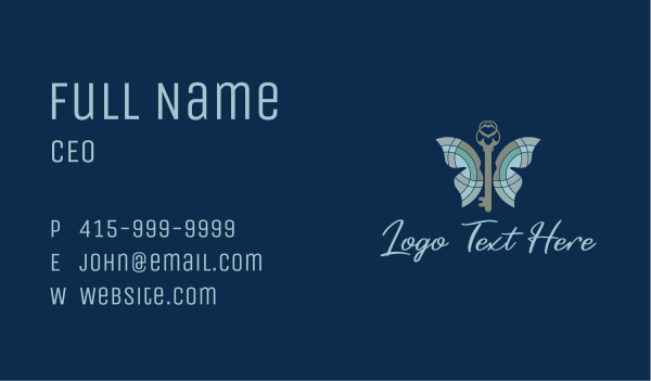 Vintage Butterfly Key Business Card Design Image Preview