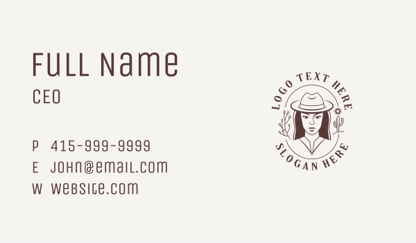 Woman Cowgirl Saloon Business Card Design Image Preview