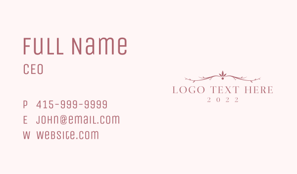 Elegant Floral Wordmark Business Card Design Image Preview
