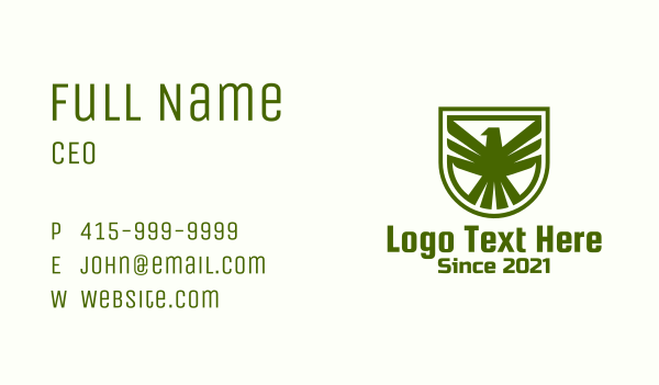 Green Eagle Crest Business Card Design Image Preview