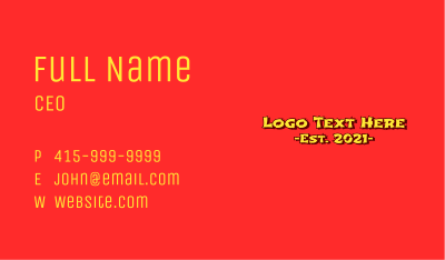 Asian Oriental Wordmark Business Card