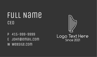Minimalist Musical Harp Business Card Image Preview