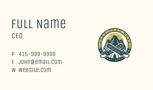 Mountain Logging Chainsaw Business Card Design Image Preview