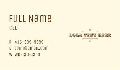 Cowboy Sheriff Wordmark Business Card Image Preview