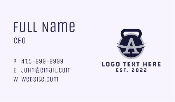 Kettlebell Letter A Business Card Design Image Preview