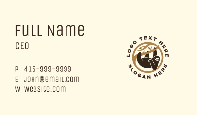 Sloth Animal Branch Business Card Image Preview