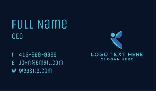 Blue Geometric Tech  Business Card Design Image Preview