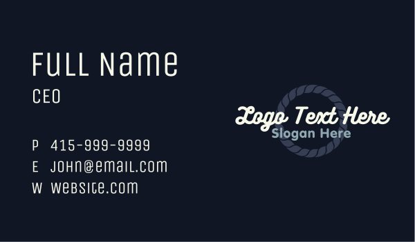 Cursive Nautical Rope Wordmark Business Card Design Image Preview