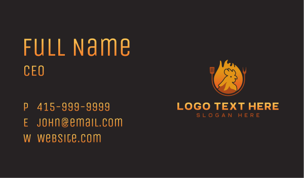 Chicken Roast Flame Business Card Design Image Preview