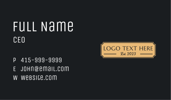Gold Plate Wordmark Business Card Design Image Preview