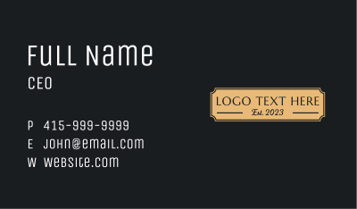 Gold Plate Wordmark Business Card Image Preview