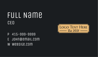Gold Plate Wordmark Business Card