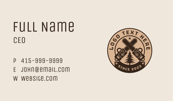 Chainsaw Woodwork Badge Business Card Design Image Preview