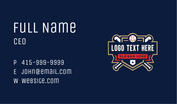 Baseball League Shield Business Card Design Image Preview