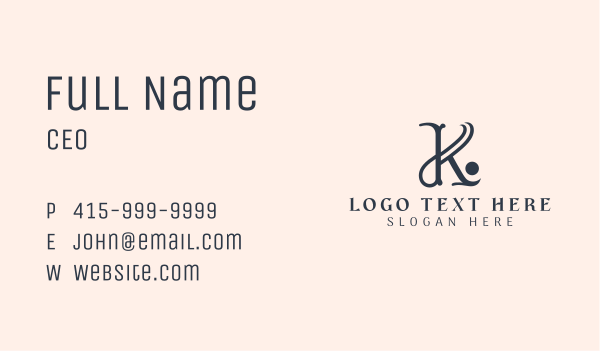 Stylish Boutique Interior Design Letter K Business Card Design Image Preview