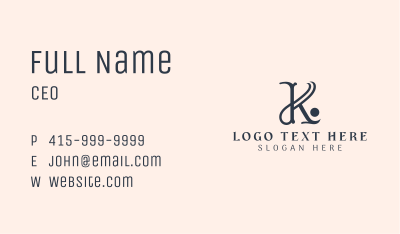 Stylish Boutique Interior Design Letter K Business Card Image Preview