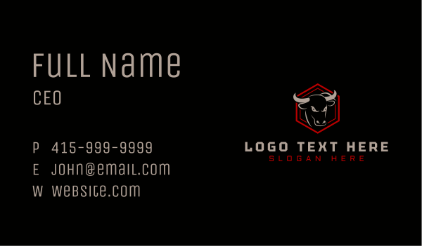 Hexagon Bull Cattle Business Card Design Image Preview