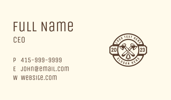 Forest Axe Woodcutting Business Card Design Image Preview