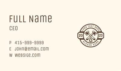 Forest Axe Woodcutting Business Card Image Preview