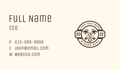 Forest Axe Woodcutting Business Card