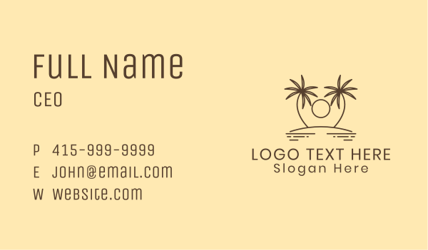 Twin Palm Tree Island Business Card Design Image Preview