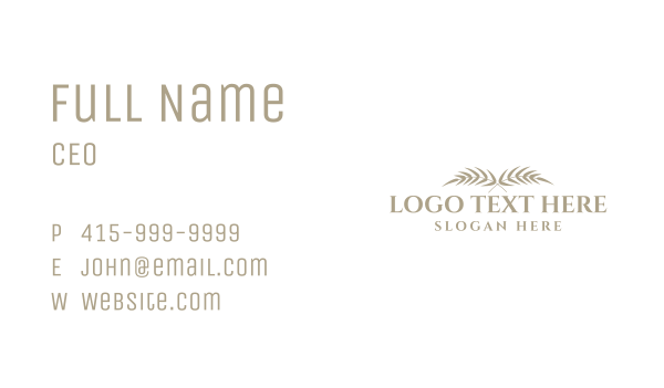 Minimalist Leaf Wordmark Business Card Design Image Preview