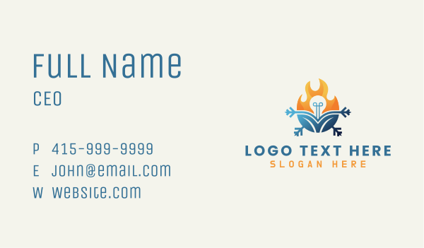 Heat & Cool Light Bulb Business Card Design Image Preview