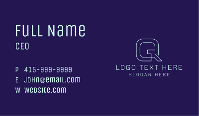 Modern Tech Letter Q Business Card Image Preview