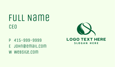 Herbal Leaf Letter Q Business Card Image Preview