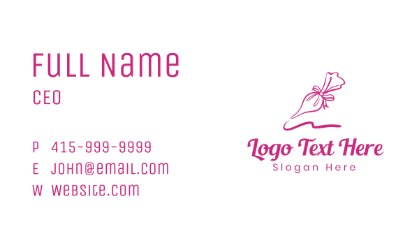 Pink Ribbon Icing Bag Business Card Design Image Preview