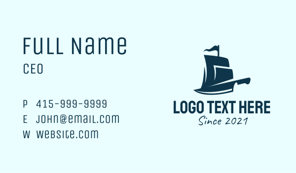 Pirate Ship Knife Business Card Design Image Preview
