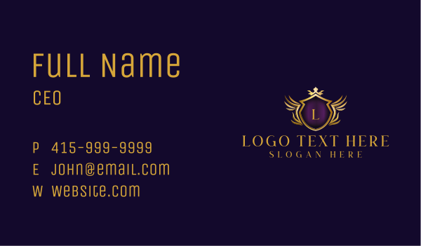 Wing Shield Crown Business Card Design Image Preview