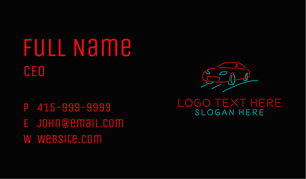 Retro Neon Car Business Card Design Image Preview