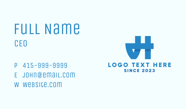 Blue Monogram JH Business Card Design Image Preview