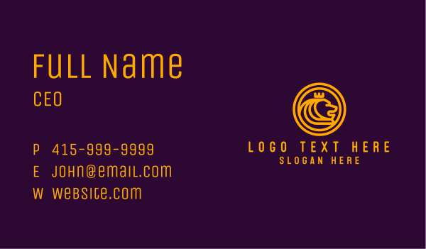 Golden Royal Lion Business Card Design Image Preview