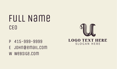 Retro Business Letter U Business Card Image Preview