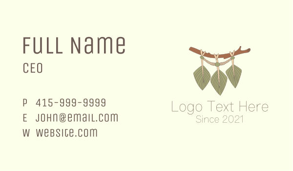 Leaf Branch Macrame Decor Business Card Design Image Preview