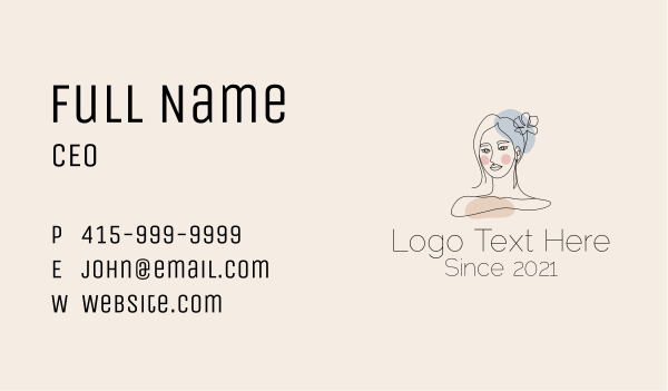 Monoline Woman Stylist Business Card Design Image Preview